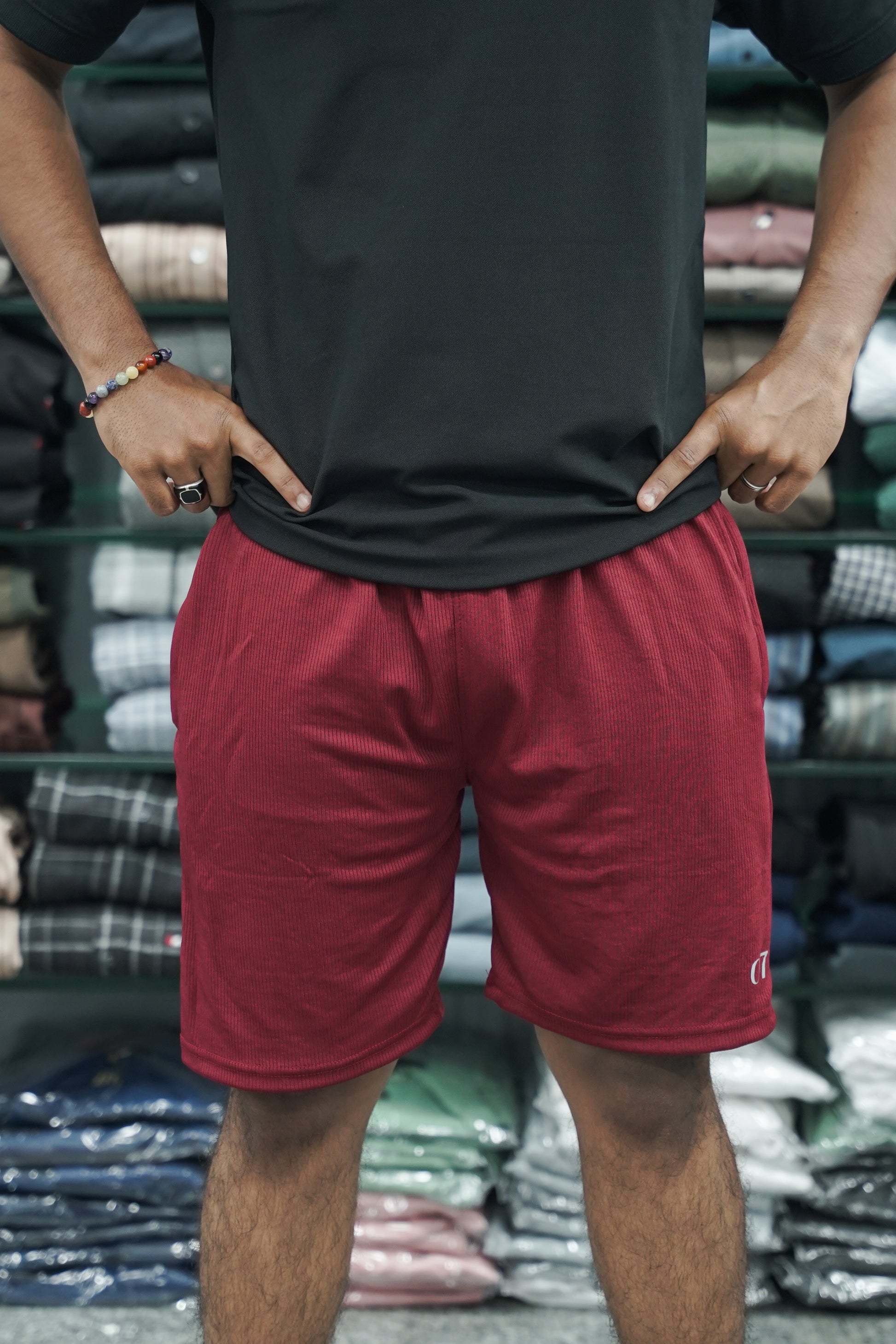 Daily Wear Trendy Mens Korean Trouser Shorts - Maroon