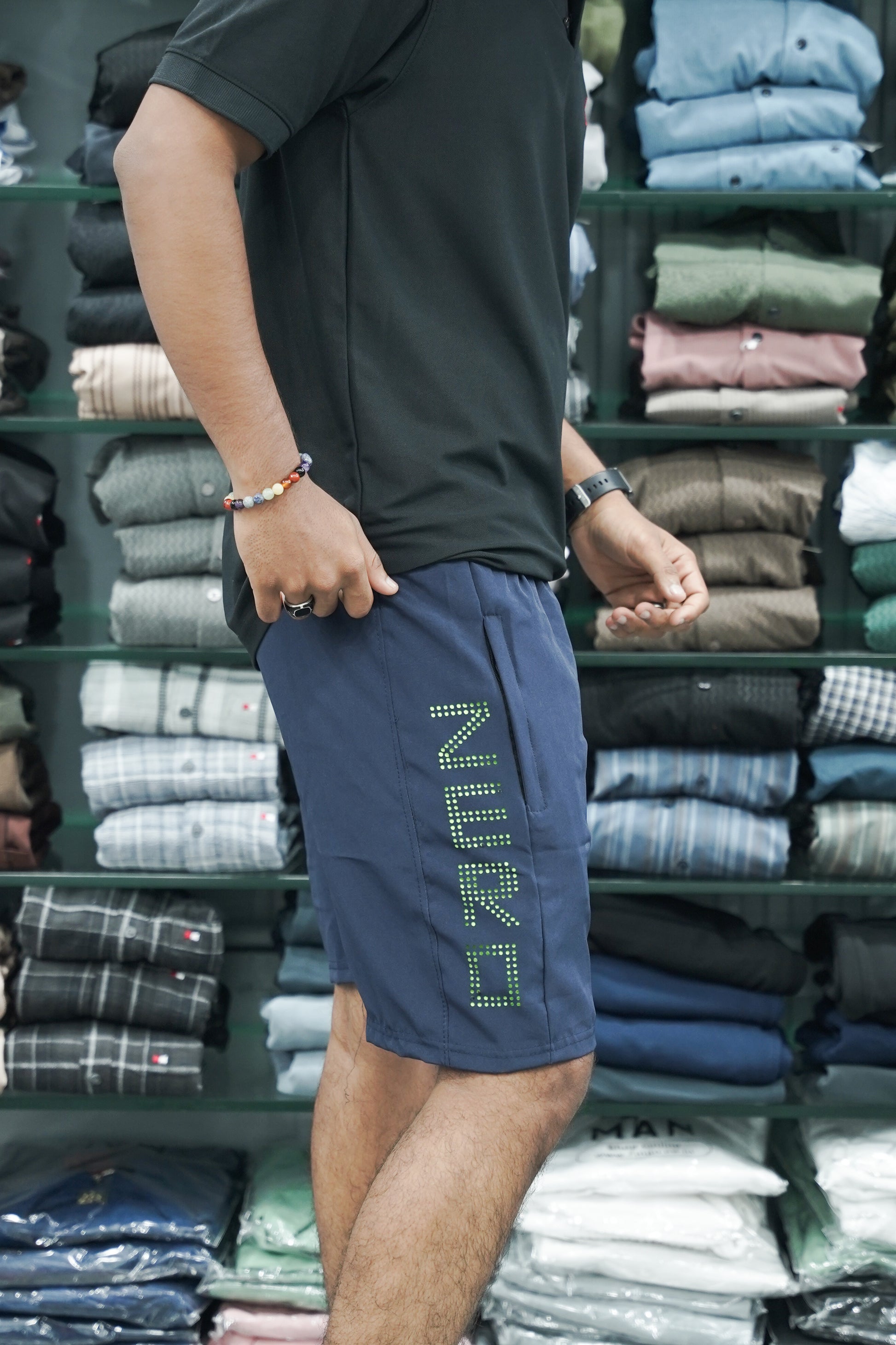 Daily Wear Trendy Mens NS Laser Printed Trouser & Shorts - Navy Blue