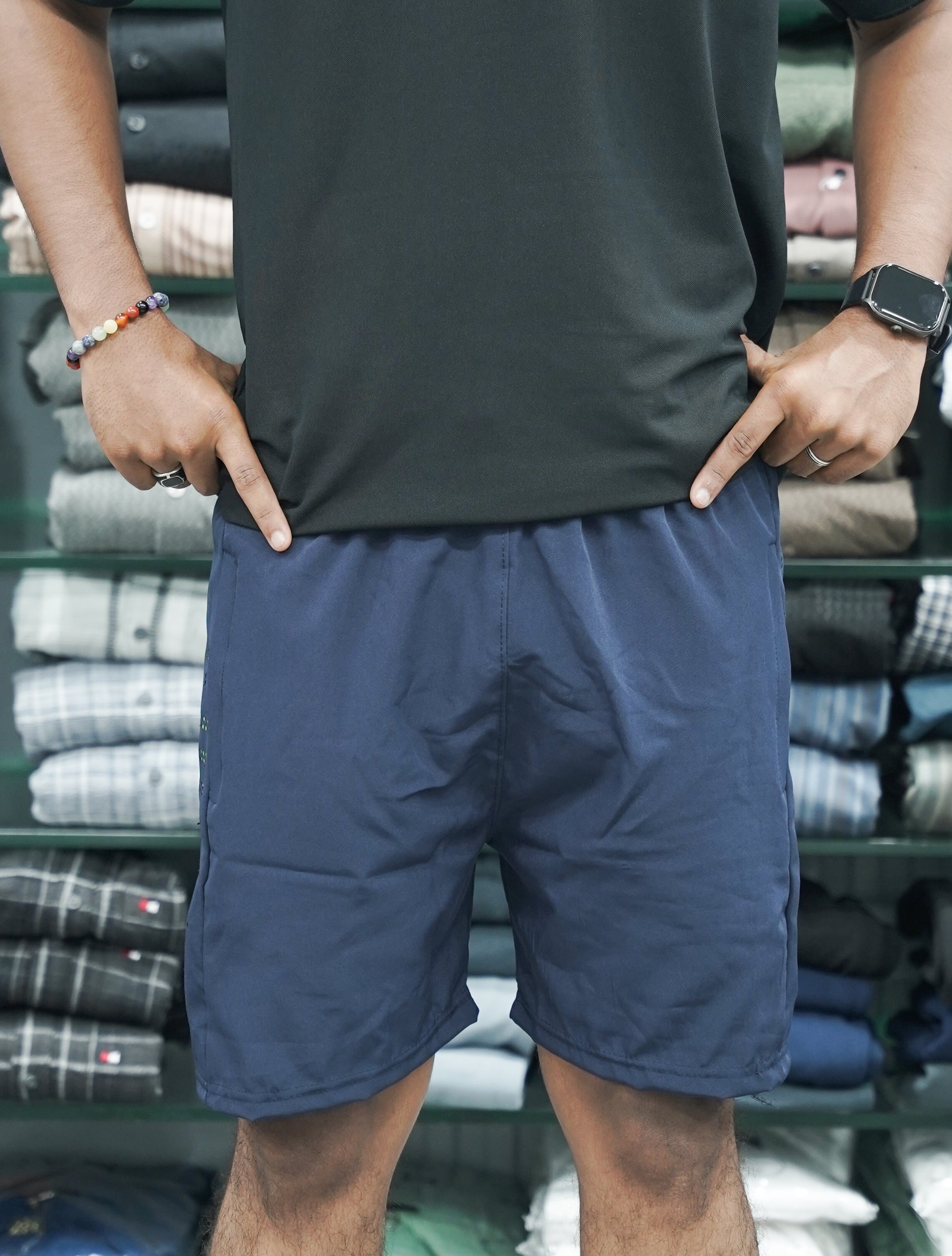 Daily Wear Trendy Mens NS Laser Printed Trouser & Shorts - Navy Blue