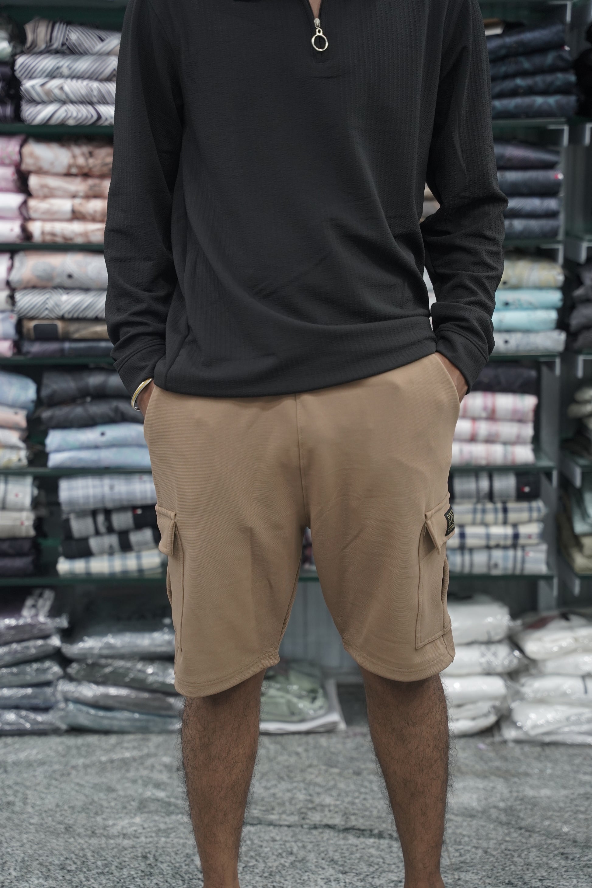 Daily Wear Trendy Mens Ottoman Trouser & Shorts - Brown-7 Man