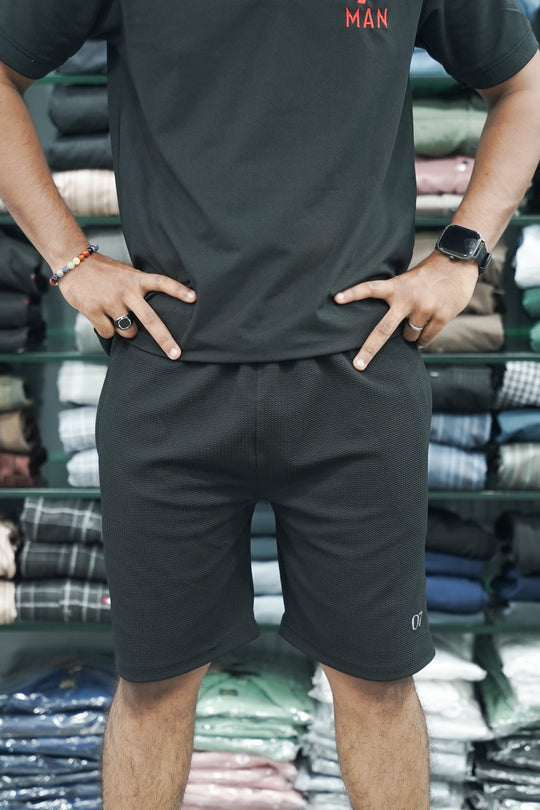 Daily Wear Trendy Mens Popcorn Trouser & Shorts - Black