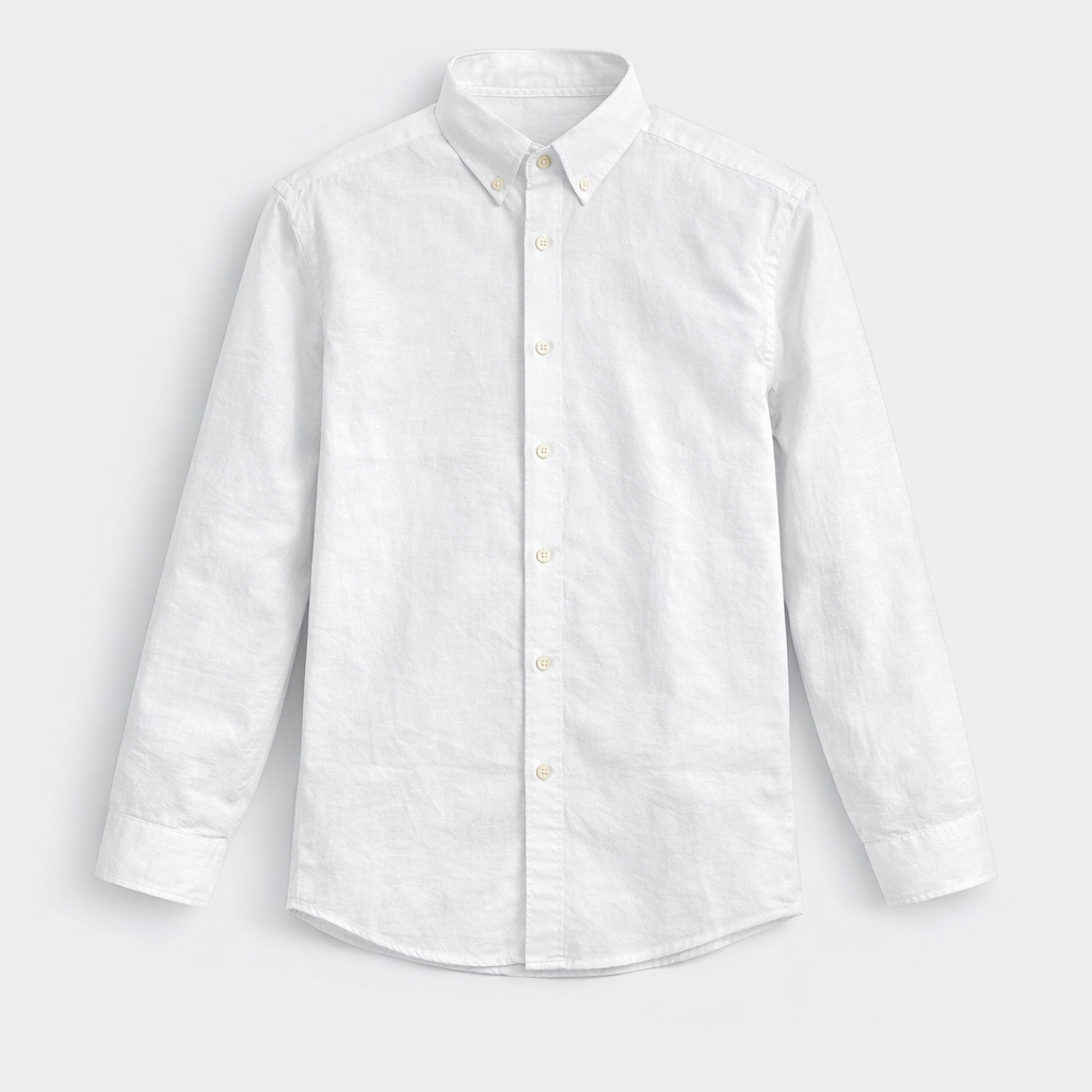Men’s Plain Casual Shirt – Slim Fit Cotton Shirt - White