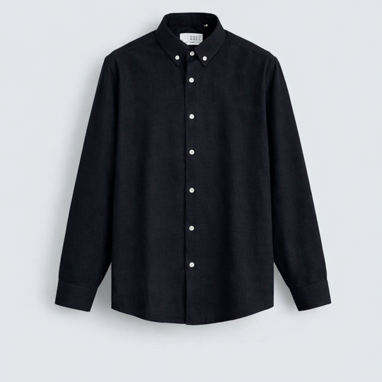 Men’s Plain Casual Shirt – Slim Fit Cotton Shirt - Black