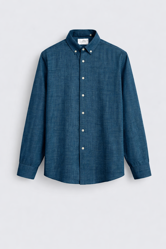 Men’s Plain Casual Shirt – Slim Fit Cotton Shirt - Petrol Blue