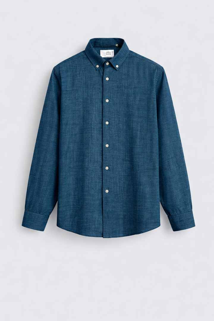 Men’s Plain Casual Shirt – Slim Fit Cotton Shirt - Petrol Blue