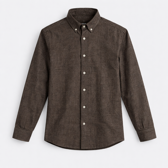 Men’s Plain Casual Shirt – Slim Fit Cotton Shirt - Charcoal Brown
