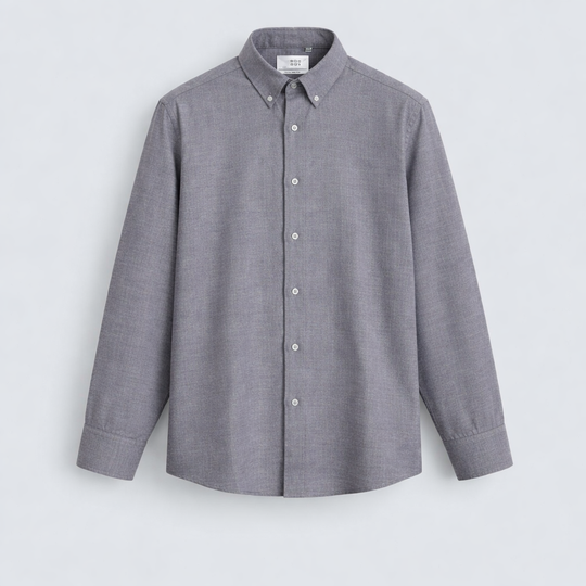 Men’s Plain Casual Shirt – Slim Fit Cotton Shirt - Ash