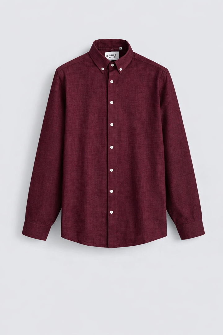 Men’s Plain Casual Shirt – Slim Fit Cotton Shirt - Maroon