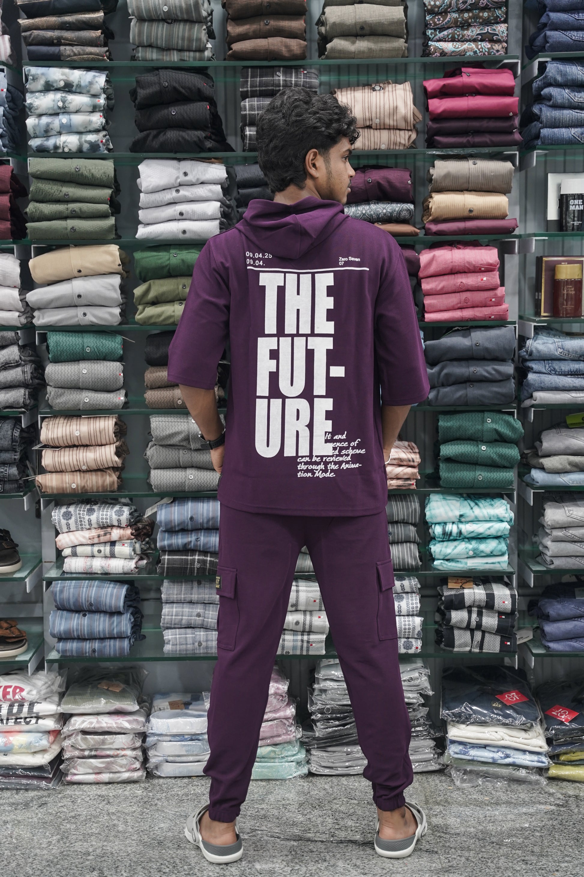 Five Sleeve FUTURE Printed Hoodie and Cargo Pant Co-ord Set for Men - Graphe shade-7 Man