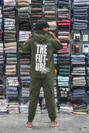 Five Sleeve FUTURE Printed Hoodie and Cargo Pant Co-ord Set for Men - Mahendhi Green-7 Man