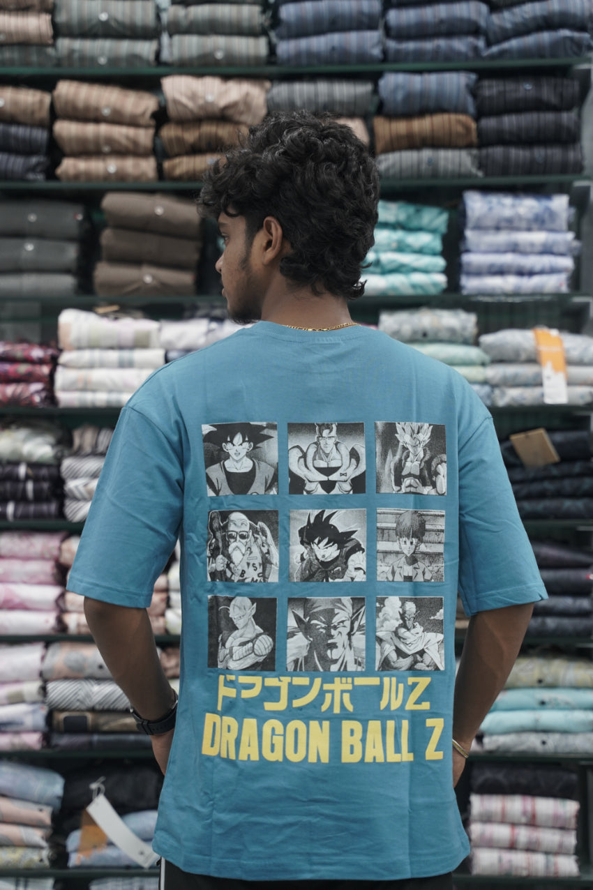 Five Sleeve Round Neck DRAGON Printed Mens Tshirt - Sky Blue-7 Man