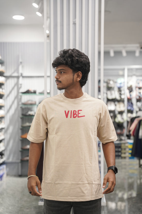 Five Sleeve Round Neck VIBE Printed Mens Tshirt - Sandle-7 Man