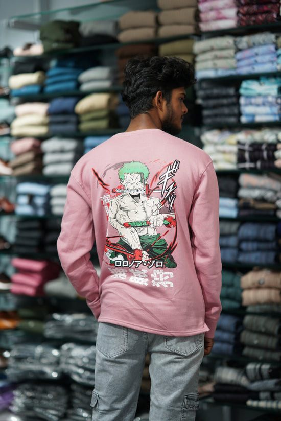 Full Sleeve CARTOON Back Printed Round Neck Mens Tshirt - Pink-7 Man