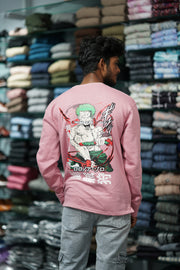 Full Sleeve CARTOON Back Printed Round Neck Mens Tshirt - Pink-T-Shirt-7 Man