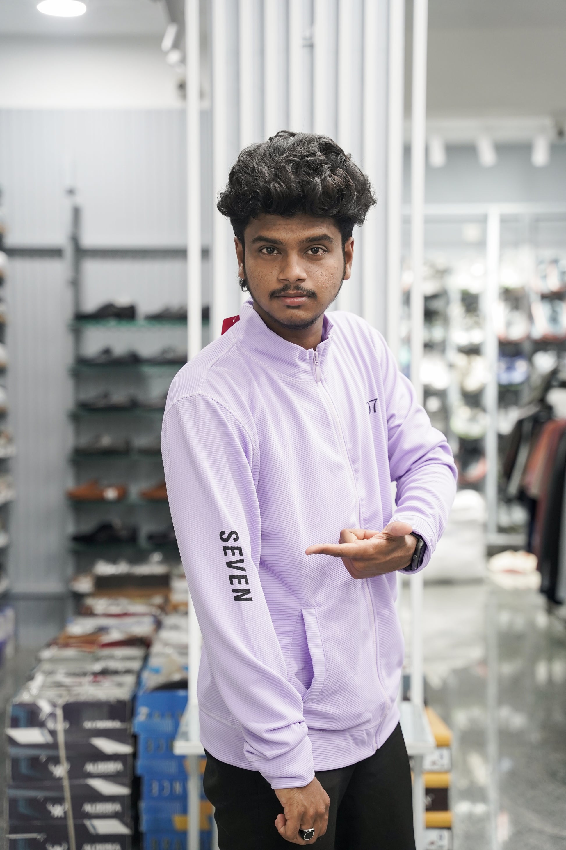 Full Sleeve High Neck Full Zipper Korean Tshirt for Men - Purple