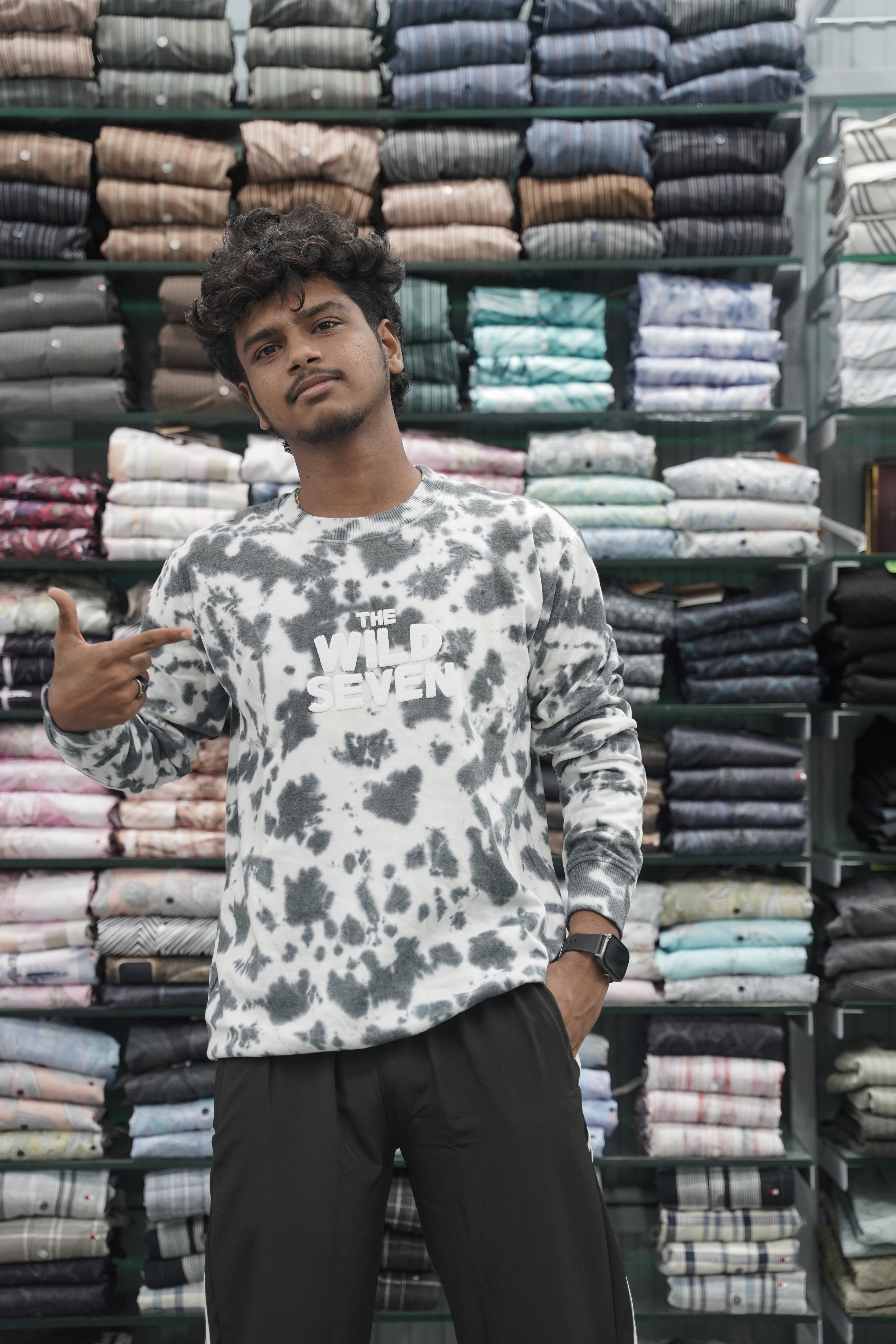 Full Sleeve Mens Tshirt with Round Neck Wild Seven Printed - Grey-7 Man