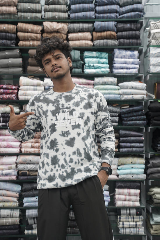 Full Sleeve Mens Tshirt with Round Neck Wild Seven Printed - Grey-7 Man