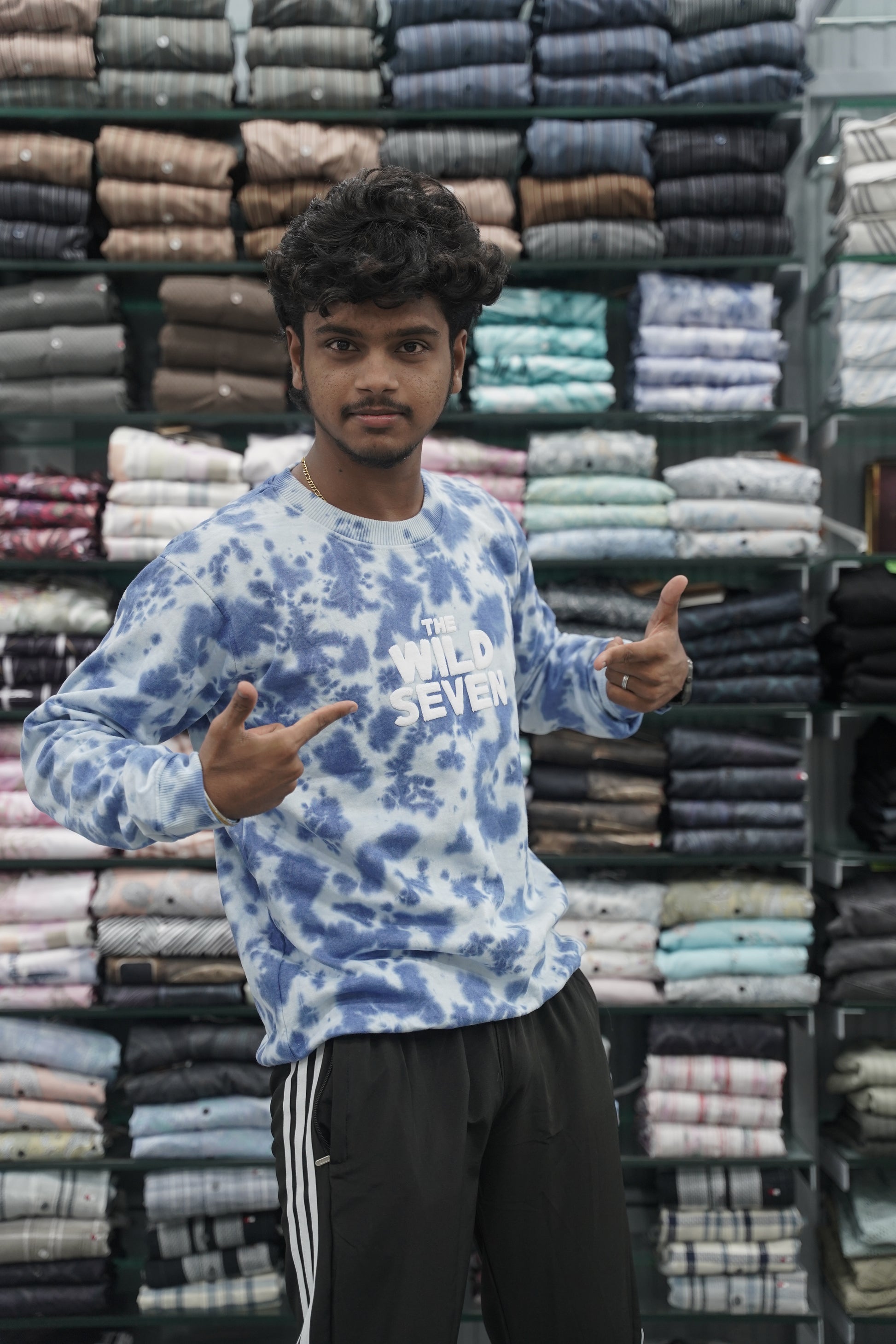 Full Sleeve Mens Tshirt with Round Neck Wild Seven Printed - Ink Blue-7 Man