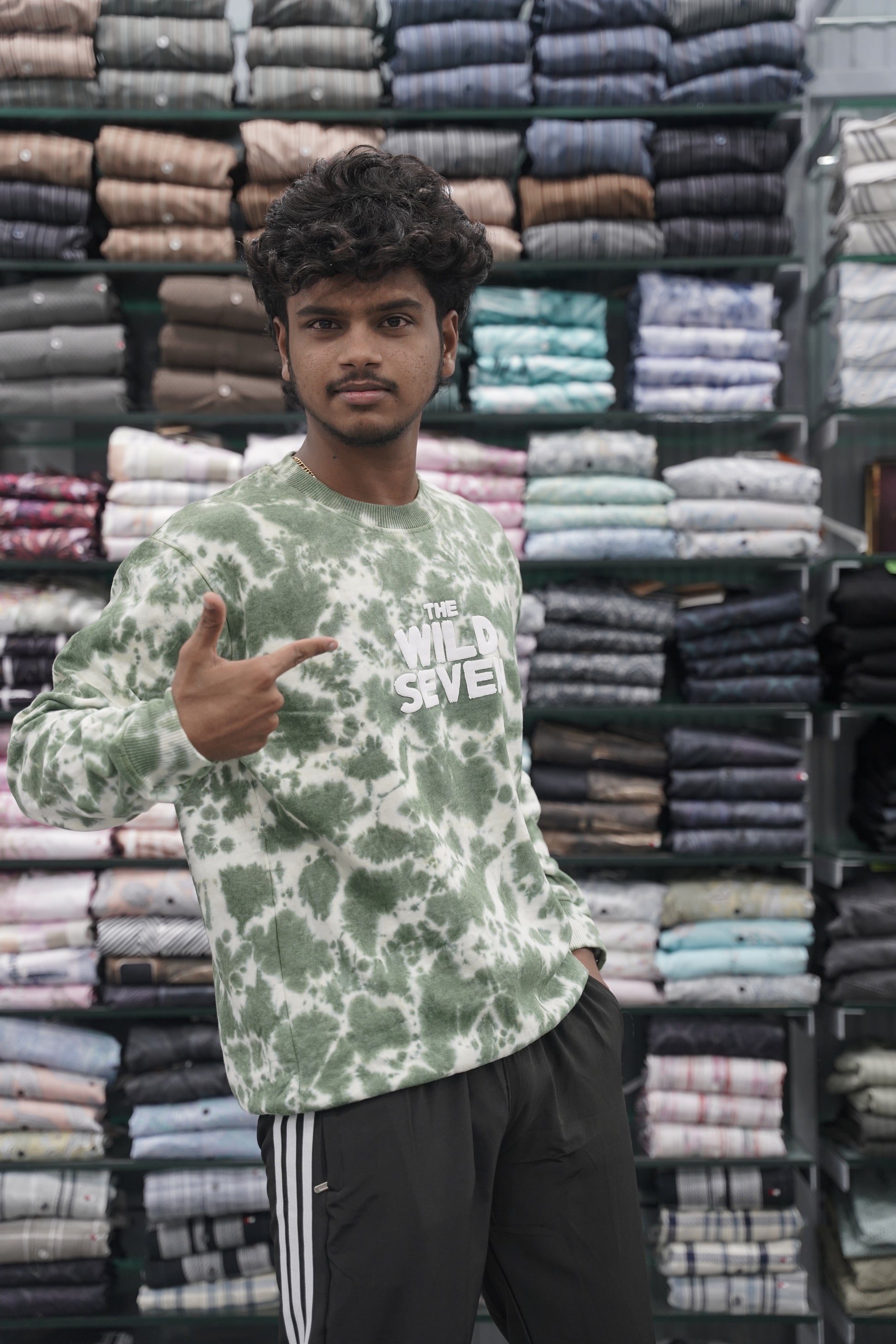 Full Sleeve Mens Tshirt with Round Neck Wild Seven Printed - Mahendhi Green-7 Man