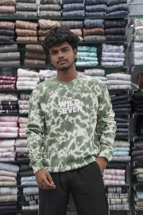 Full Sleeve Mens Tshirt with Round Neck Wild Seven Printed - Mahendhi Green-7 Man
