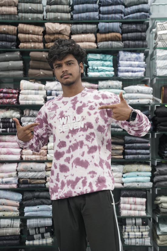 Full Sleeve Mens Tshirt with Round Neck Wild Seven Printed - Maroon-7 Man