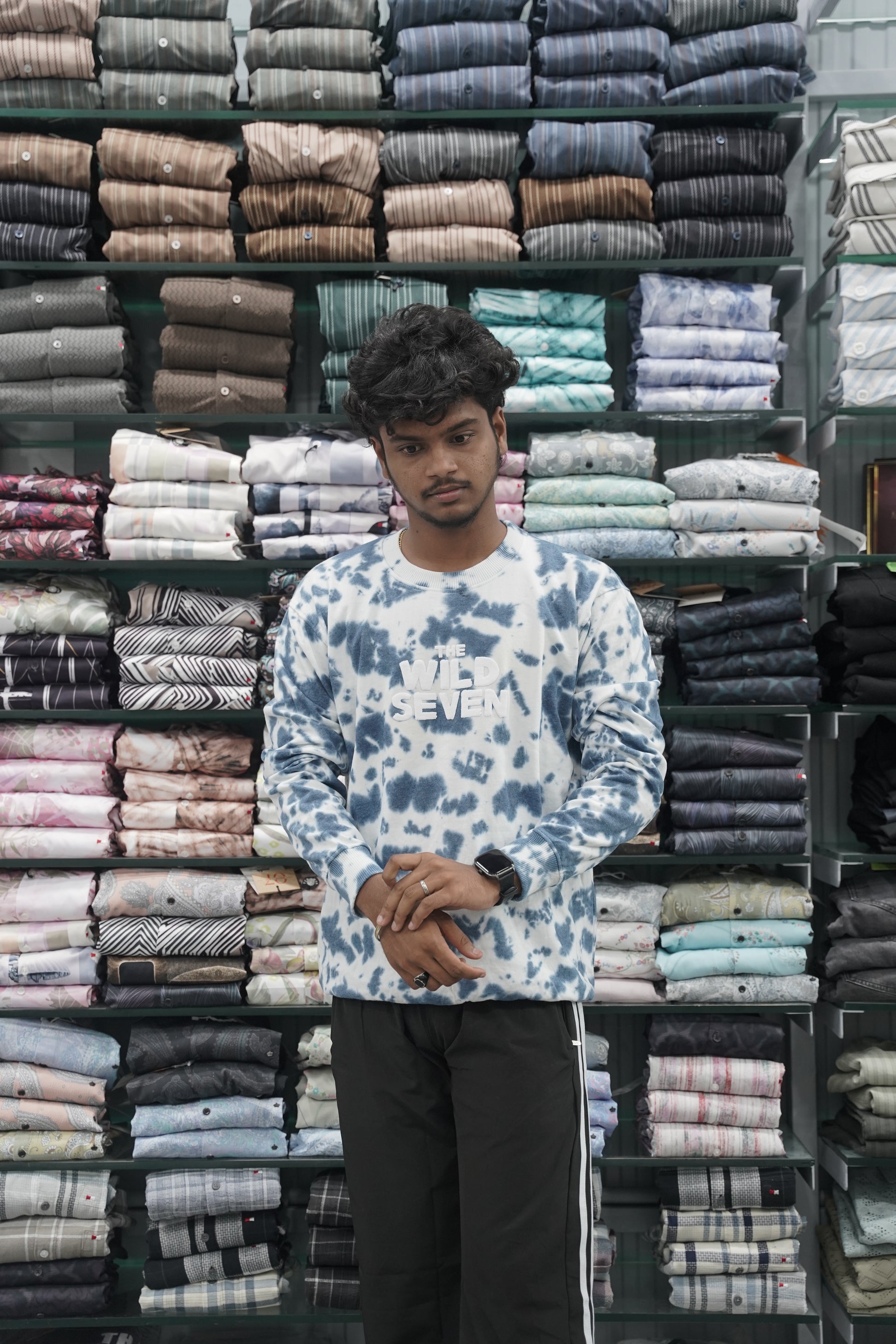Full Sleeve Mens Tshirt with Round Neck Wild Seven Printed - Navy Blue-7 Man