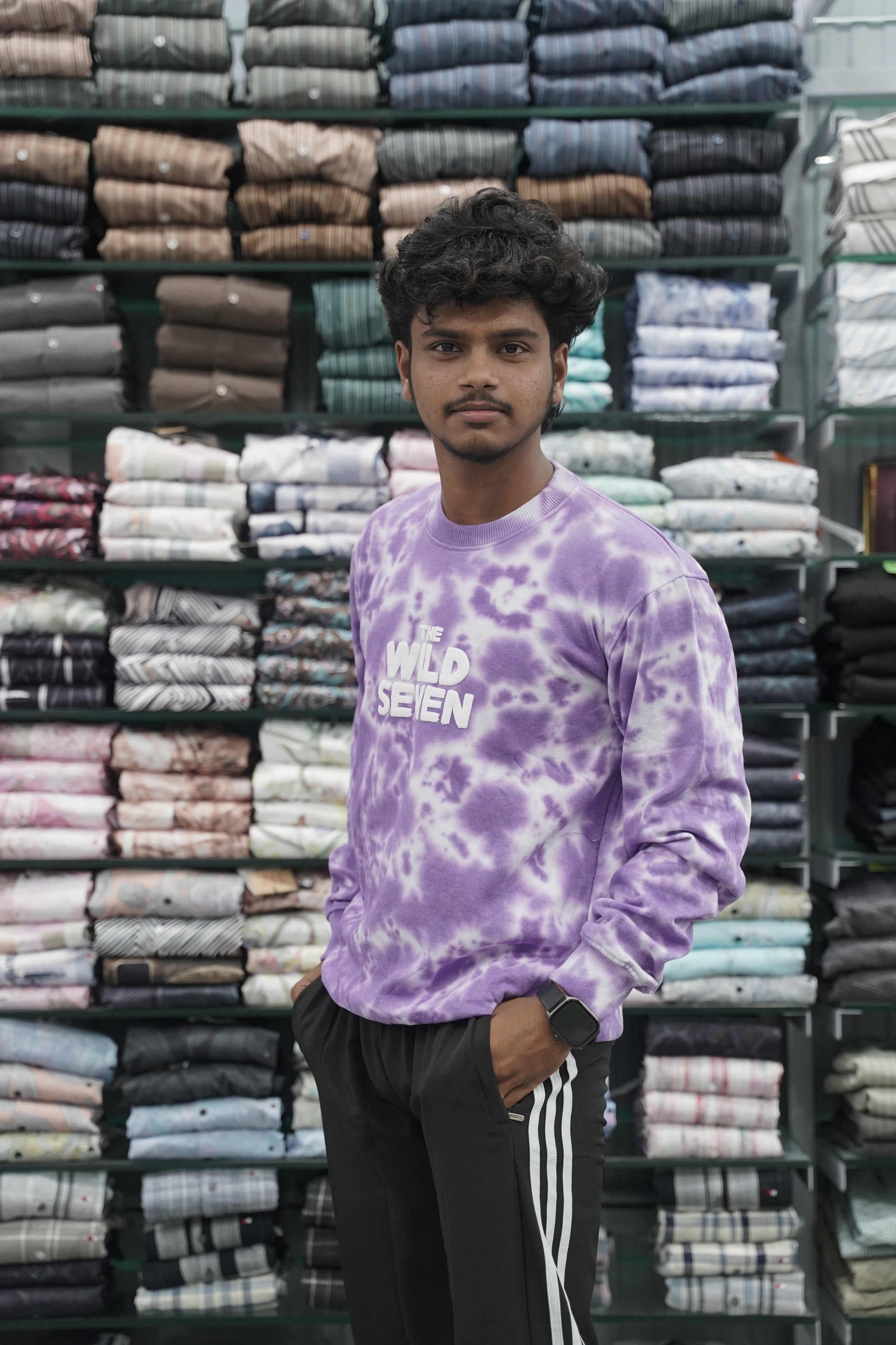 Full Sleeve Mens Tshirt with Round Neck Wild Seven Printed - Violet-7 Man