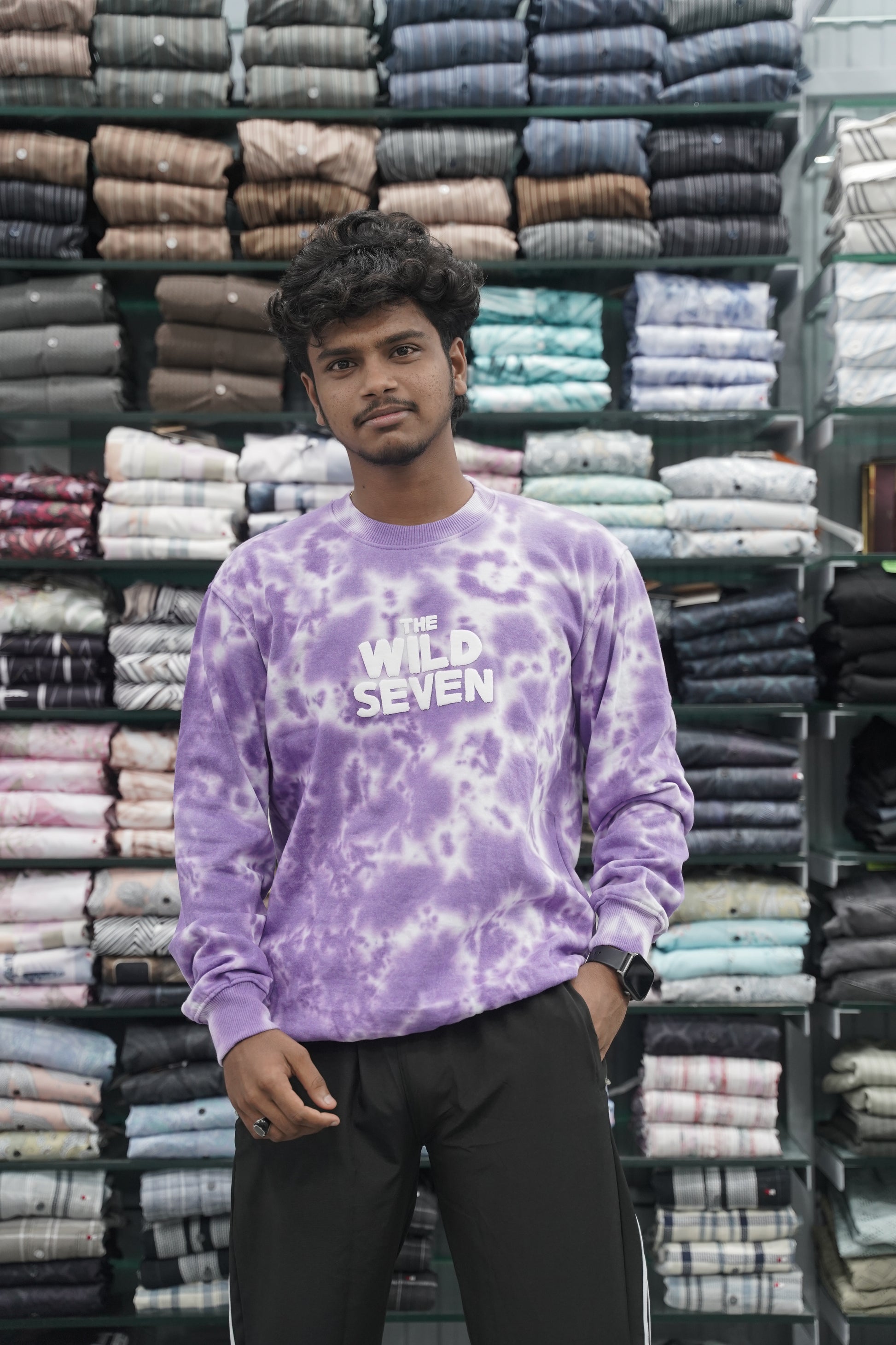 Full Sleeve Mens Tshirt with Round Neck Wild Seven Printed - Violet-7 Man