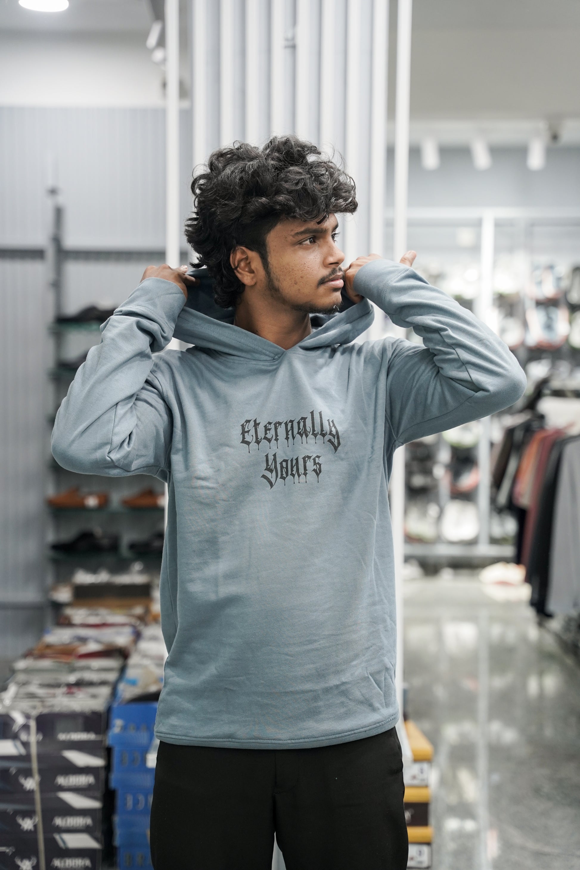 Full Sleeve Oversized Printed Hoodies & Sweatshirts - Eternally Yours - Ash-7 Man