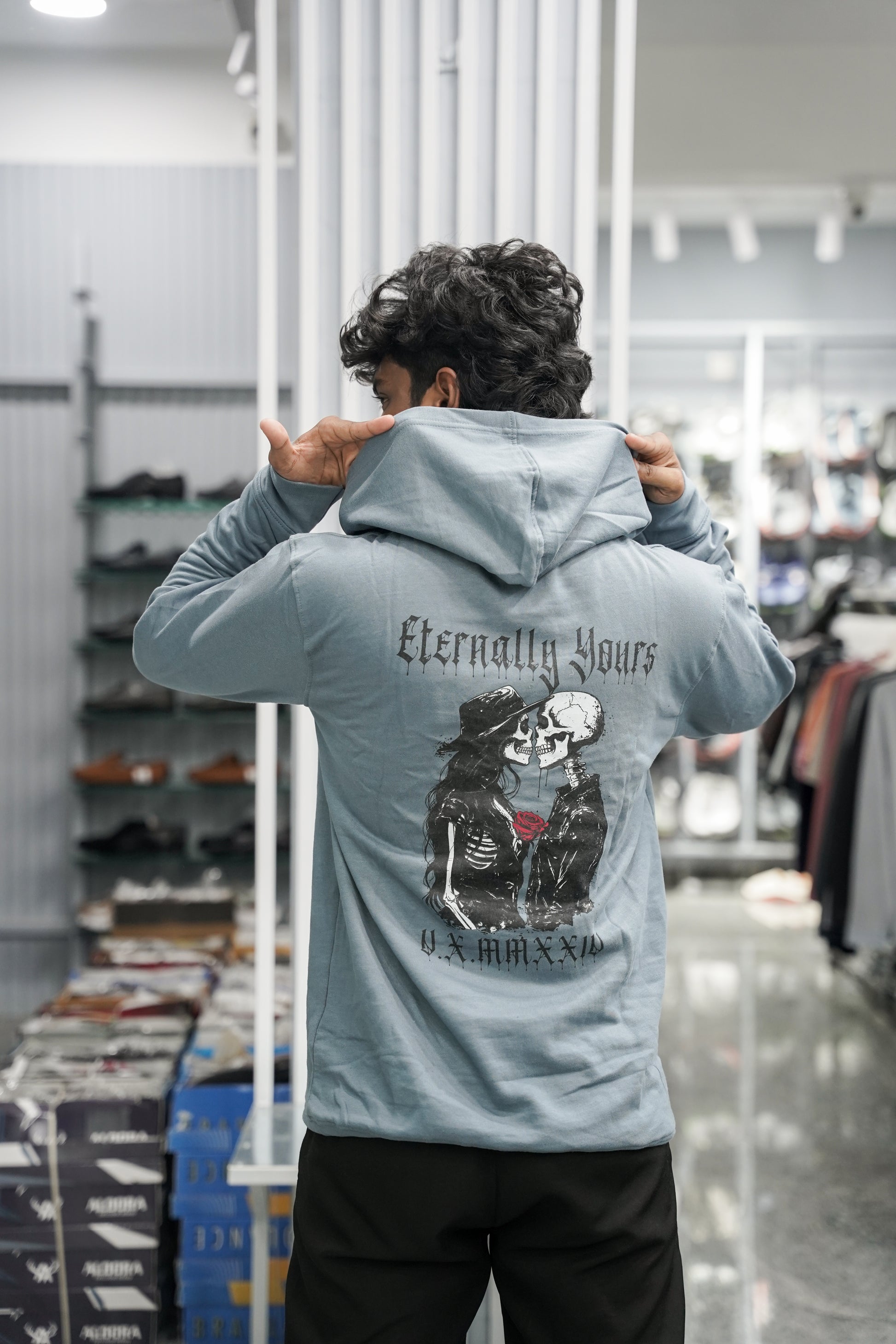 Full Sleeve Oversized Printed Hoodies & Sweatshirts - Eternally Yours - Ash-7 Man