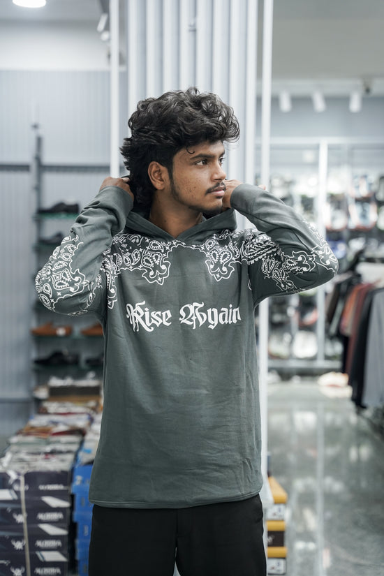 Full Sleeve Oversized Printed Hoodies & Sweatshirts - Raise Again - Grey-7 Man