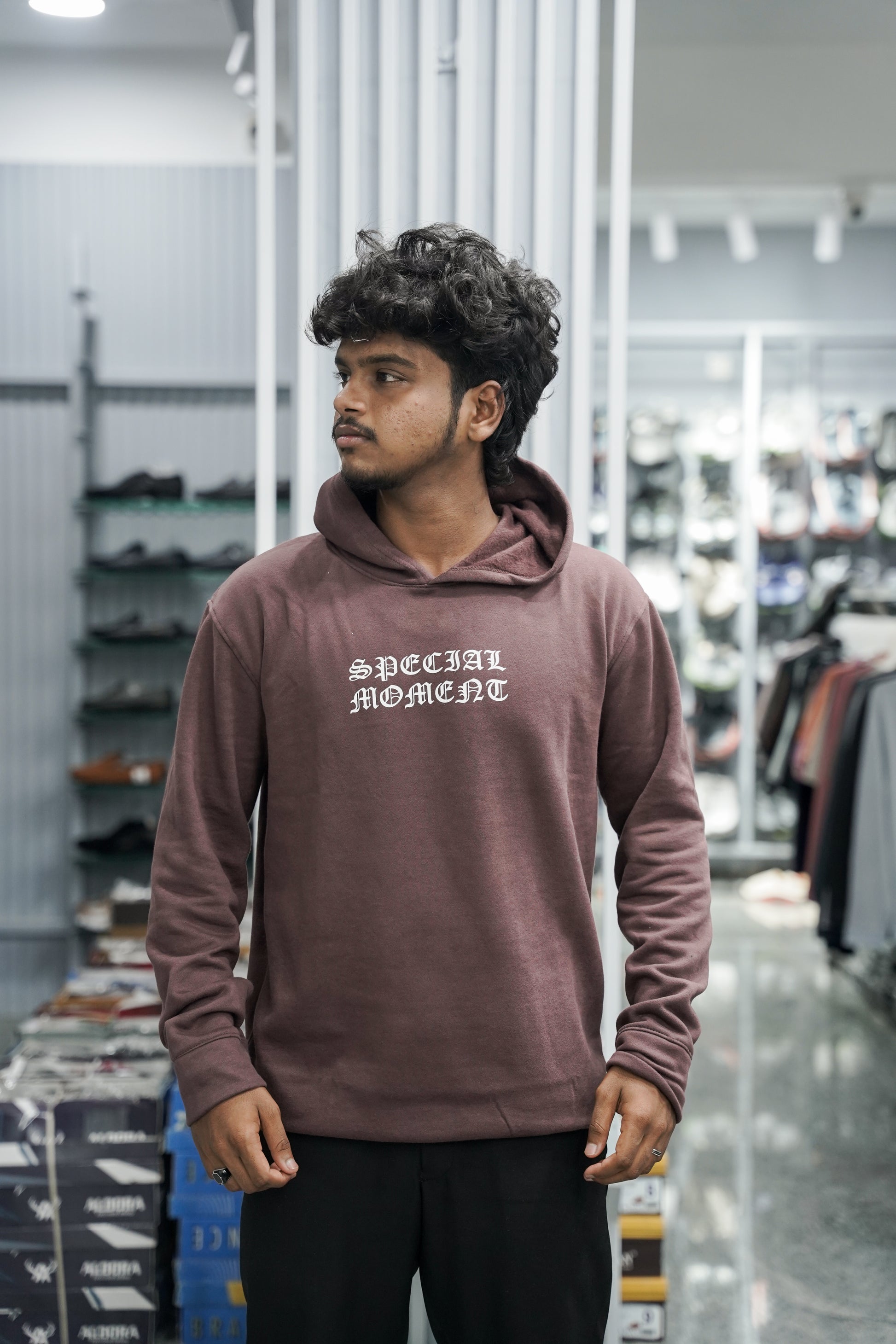 Full Sleeve Oversized Printed Hoodies & Sweatshirts - Special Moment - Maroon-7 Man