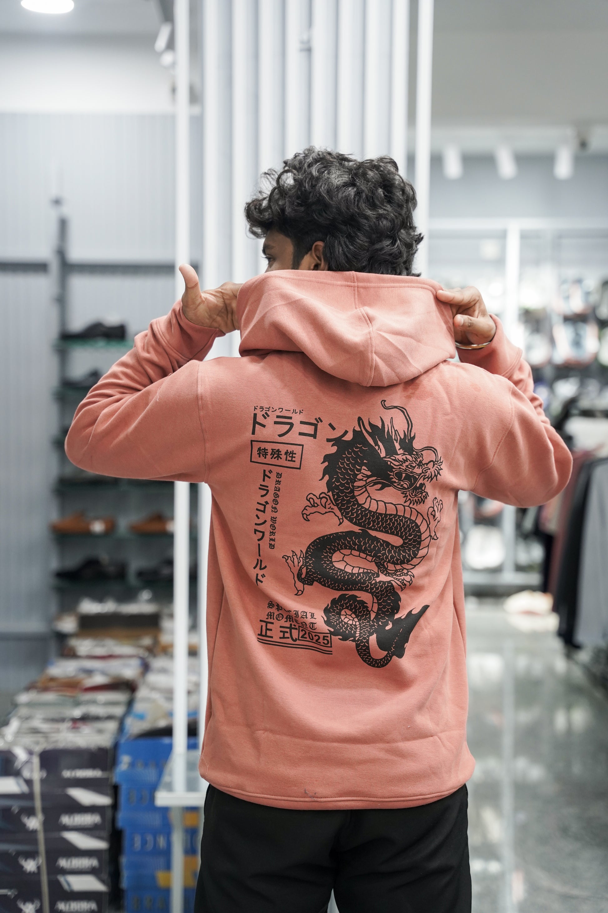 Full Sleeve Oversized Printed Hoodies & Sweatshirts - Special Moment - Peach-7 Man