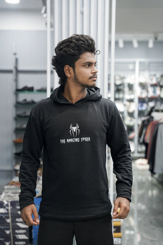 Full Sleeve Oversized Printed Hoodies & Sweatshirts - Spider - Black-7 Man