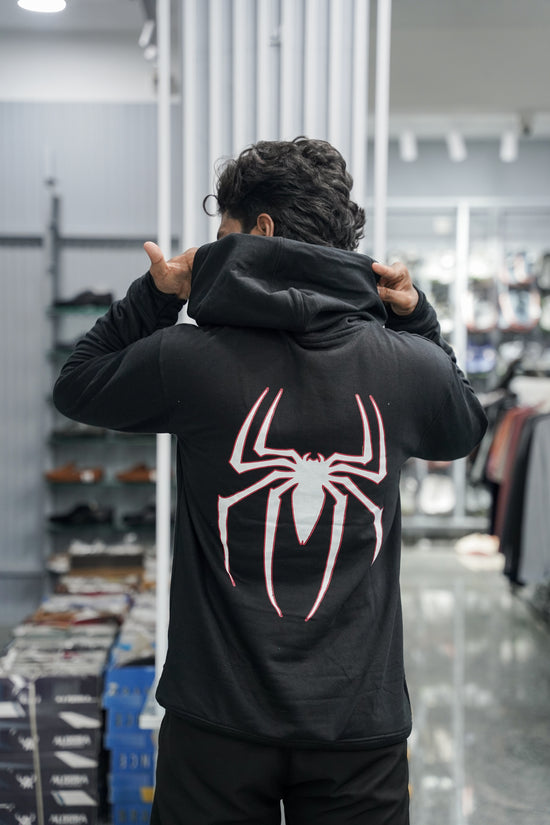 Full Sleeve Oversized Printed Hoodies & Sweatshirts - Spider - Black-7 Man
