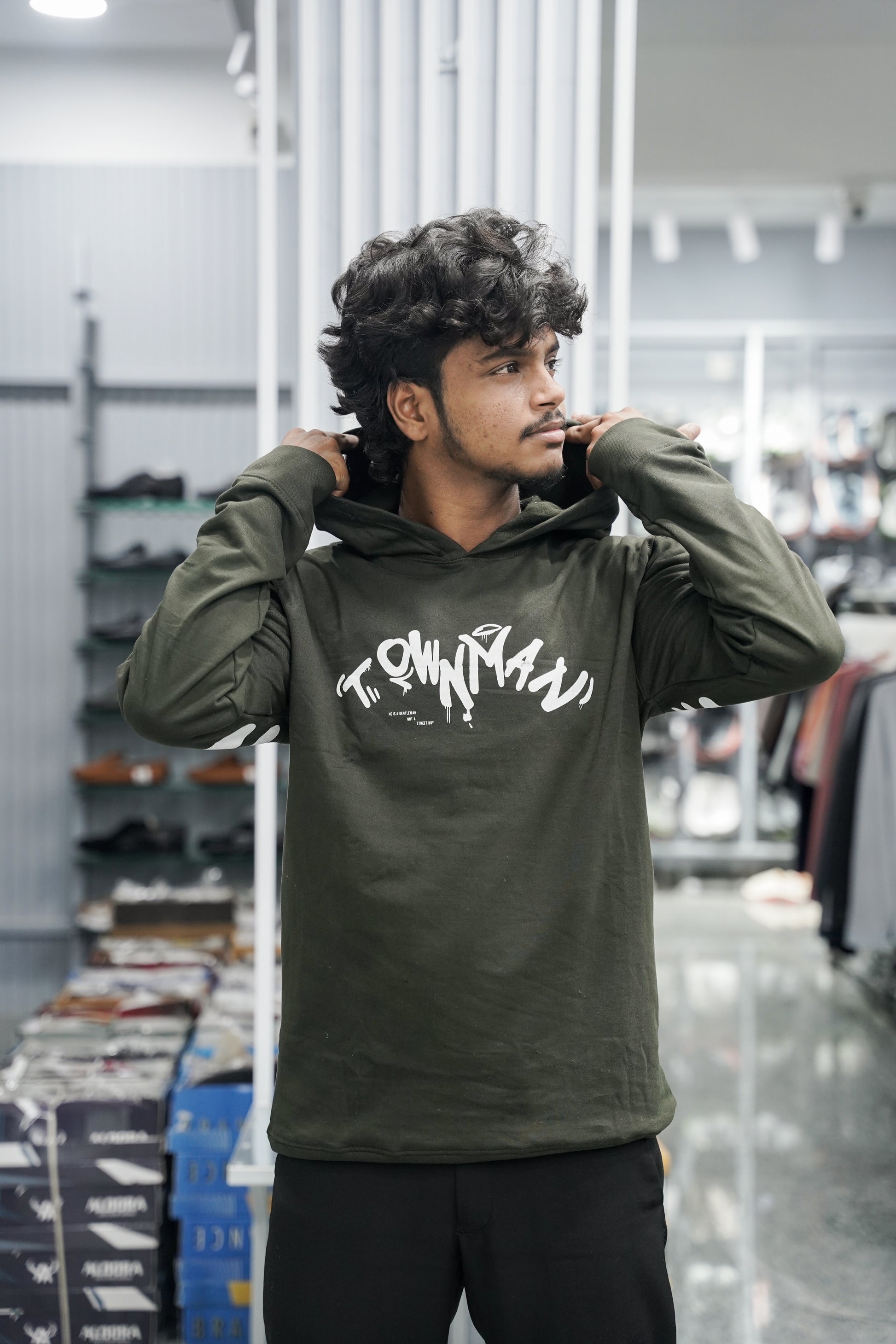 Full Sleeve Oversized Printed Hoodies & Sweatshirts - Town Man - Grey-7 Man