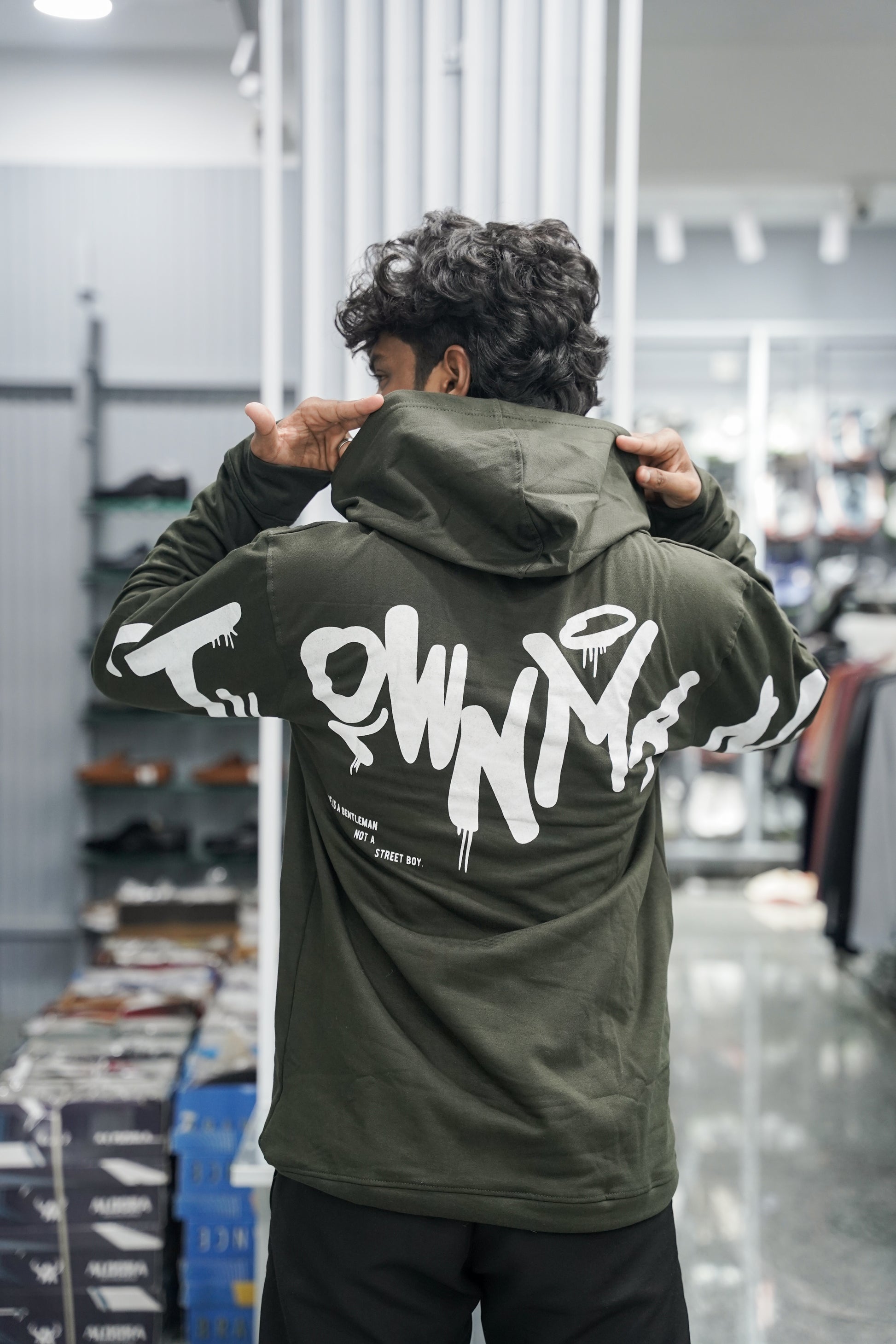Full Sleeve Oversized Printed Hoodies & Sweatshirts - Town Man - Grey-7 Man