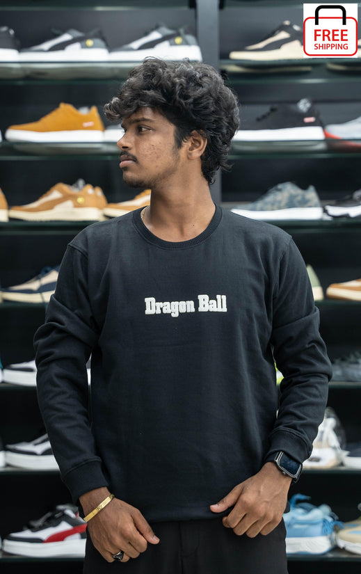 Full Sleeve Round Neck DRAGON BALL Printed Mens Tshirt - Black