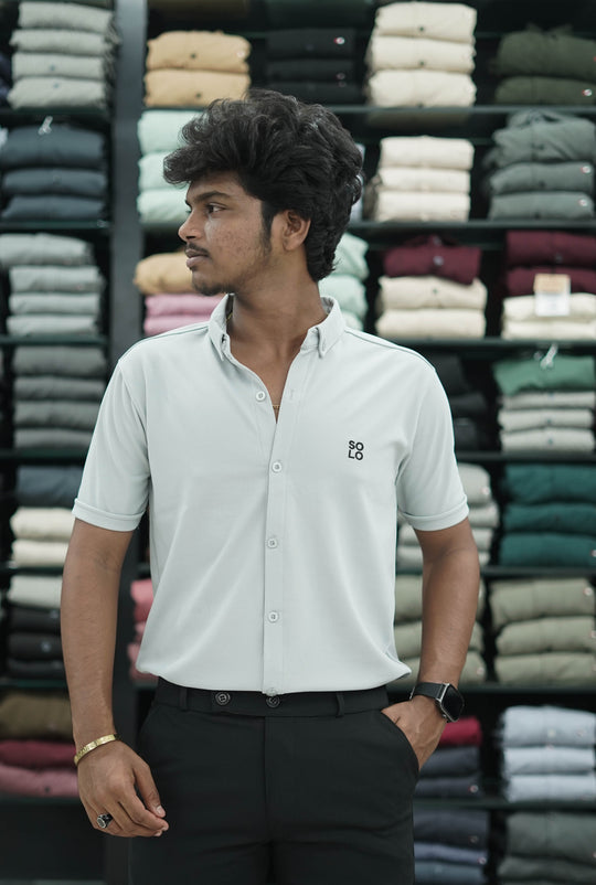 Men’s Half Sleeve 07 Lycra Shirt | Stretch Fit Casual Wear - Ash