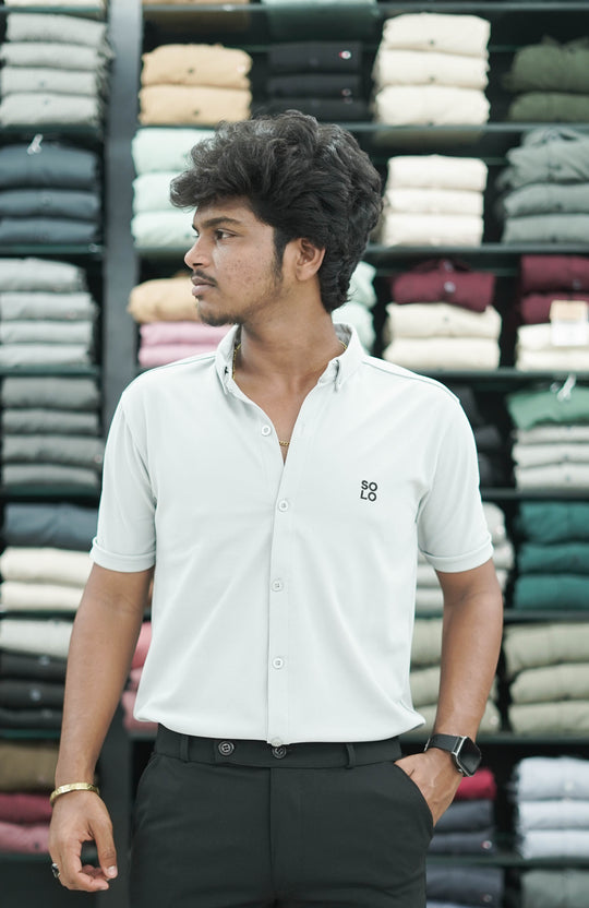 Men’s Half Sleeve 07 Lycra Shirt | Stretch Fit Casual Wear - Ash