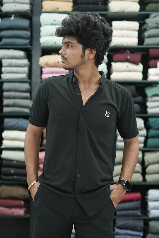 Half Sleeve 07 Lycra Shirt for Men - Black