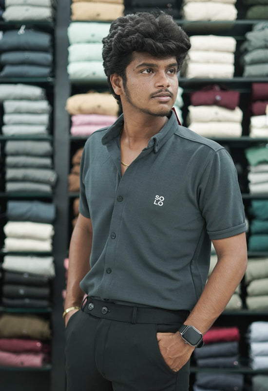 Half Sleeve 07 Lycra Shirt for Men - Dark Grey