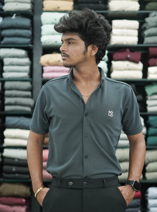 Half Sleeve 07 Lycra Shirt for Men - Dark Grey
