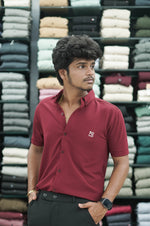 Load image into Gallery viewer, Half Sleeve 07 Lycra Shirt for Men - Maroon
