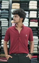 Load image into Gallery viewer, Half Sleeve 07 Lycra Shirt for Men - Maroon
