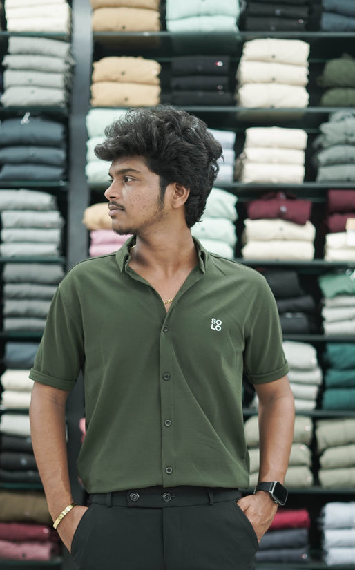 Half Sleeve 07 Lycra Shirt for Men - Mehandhi Green