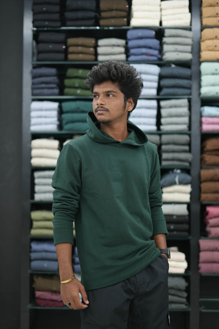 Hoodies & Sweatshirts For Men in Full Sleeve Oversized - Dark Green