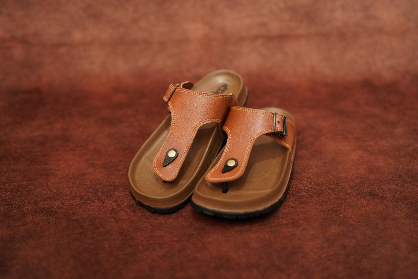 Men’s Brown Leather Buckle Sandals with Brown Sole – Stylish & Comfortable-7 Man