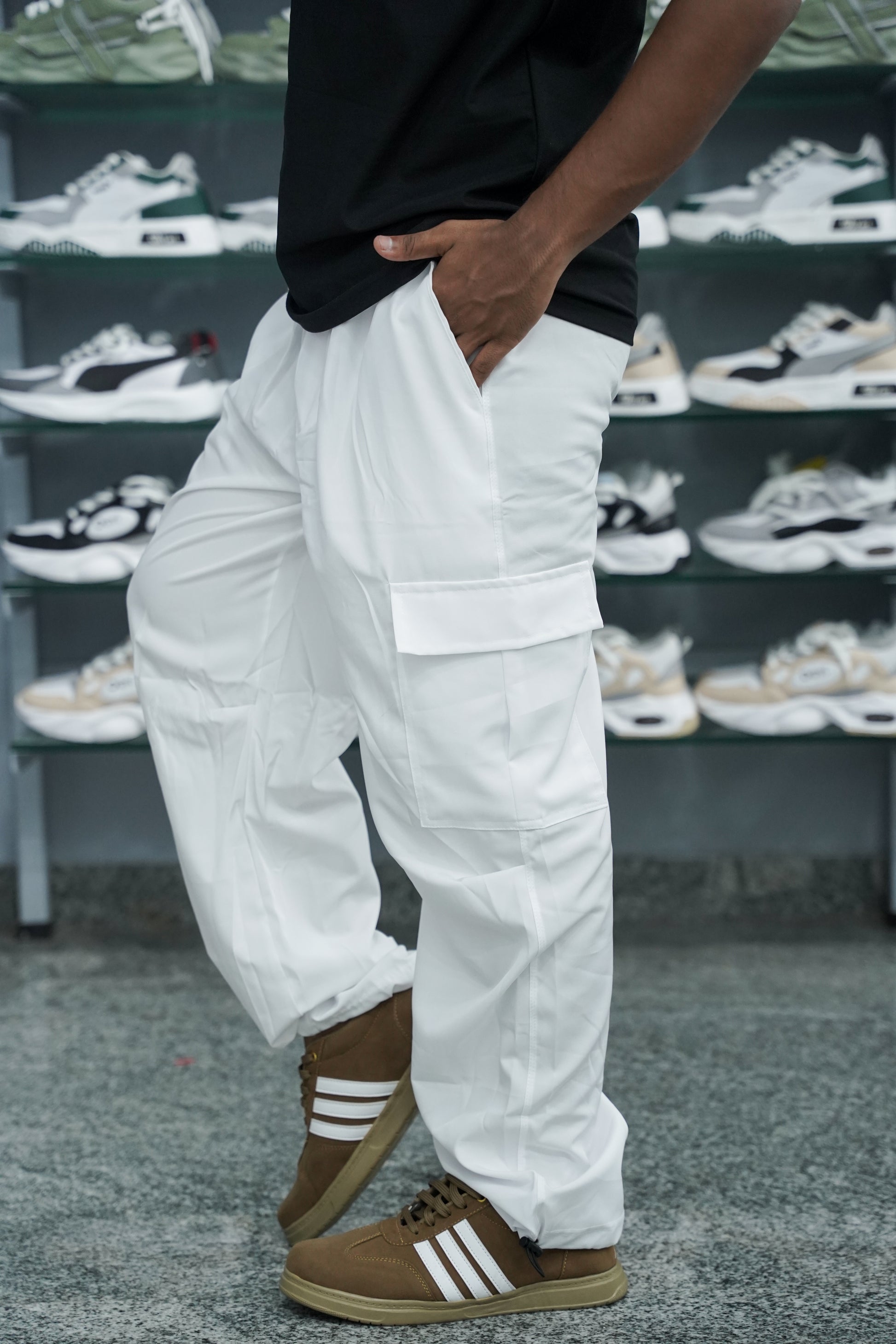 Mens Daily Wear Ballon Baggy Pant - White
