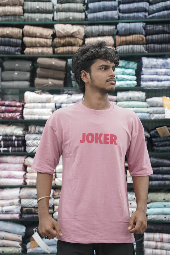 Mens Five Sleeve Back Printed JOKER Oversize T-Shirt - Purple
